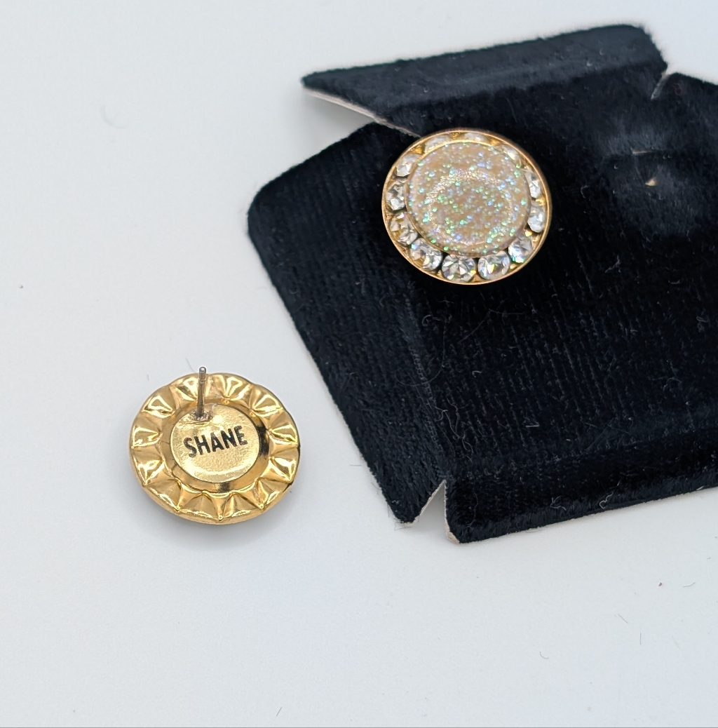 Vintage Crushed Natural Opal And Swarovski Crystal Earrings New — image 7 of 7